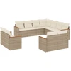 Image de vidaXL Ensemble de salon de jardin 11 pièces avec coussins Beige Poly Rattan