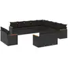 Image de vidaXL Ensemble de 13 canapés de jardin avec coussins noir poly rotin