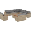 Image de vidaXL Ensemble de salon de jardin 14 pièces avec coussins Beige Poly Rattan