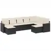 Image de vidaXL Ensemble de salon de jardin 9 pièces avec coussins noir poly rotin