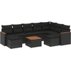 Image de vidaXL Ensemble de 10 canapés de jardin avec coussins noir poly rotin