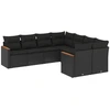 Image de vidaXL Ensemble de jardin canapé 8 pièces avec coussins noir poly rotin