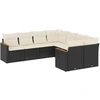 Image de vidaXL Ensemble de jardin canapé 8 pièces avec coussins noir poly rotin