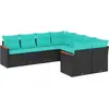 Image de vidaXL Ensemble de 8 canapés de jardin avec coussins, polyrattan noir