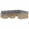 Image de vidaXL Ensemble de salon de jardin 11 pièces avec coussins Beige Poly Rattan