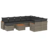 Image de vidaXL Ensemble de salon de jardin 11 pièces avec coussins Gris Poly rotin