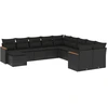 Image de vidaXL Ensemble de salon de jardin 11 pièces avec coussins noir poly rotin