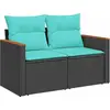 Image de vidaXL Ensemble de 11 canapés de jardin avec coussins, polyrattan noir