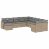 Image de vidaXL Ensemble de salon de jardin 11 pièces avec coussins Beige Poly Rattan