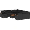 Image de vidaXL Ensemble de 13 canapés de jardin avec coussins noir poly rotin