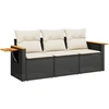 Image de vidaXL Ensemble de salon de jardin 3 pièces avec coussins noir poly rotin