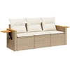 Image de vidaXL Ensemble de salon de jardin 3 pièces avec coussins Beige Poly Rattan