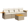 Image de vidaXL Ensemble de salon de jardin 5 pièces avec coussins Beige Poly Rattan
