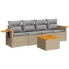 Image de vidaXL Ensemble de salon de jardin 5 pièces avec coussins Beige Poly Rattan
