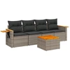Image de vidaXL Ensemble de salon de jardin 5 pièces avec coussins Gris Poly rotin