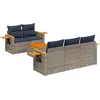 Image de vidaXL Ensemble de salon de jardin 6 pièces avec coussins Gris Poly rotin