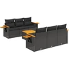 Image de vidaXL Ensemble de salon de jardin 7 pièces avec coussins noir poly rotin
