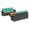 Image de vidaXL Ensemble de salon de jardin 7 pièces avec coussins noir poly rotin