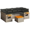 Image de vidaXL Ensemble de salon de jardin 7 pièces avec coussins Gris Poly rotin