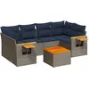 Image de vidaXL Ensemble de salon de jardin 7 pièces avec coussins Gris Poly rotin