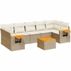 Image de vidaXL Ensemble de jardin canapé 8 pièces avec coussins Beige Poly Rattan