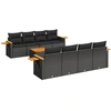 Image de vidaXL Ensemble de salon de jardin 9 pièces avec coussins noir poly rotin