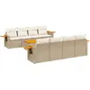 Image de vidaXL Ensemble de salon de jardin 9 pièces avec coussins beige Poly rotin