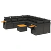 Image de vidaXL Ensemble de salon de jardin 9 pièces avec coussins noir poly rotin