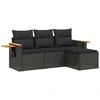 Image de vidaXL Ensemble de salon de jardin 4 pièces avec coussins noir poly rotin