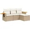 Image de vidaXL Ensemble de salon de jardin 4 pièces avec coussins Beige Poly Rattan