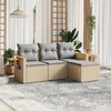 Image de vidaXL Ensemble de salon de jardin 4 pièces avec coussins Beige Poly Rattan