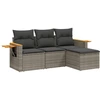 Image de vidaXL Ensemble de salon de jardin 4 pièces avec coussins Gris Poly rotin