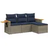 Image de vidaXL Ensemble de salon de jardin 4 pièces avec coussins Gris Poly rotin