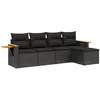 Image de vidaXL Ensemble de salon de jardin 5 pièces avec coussins noir poly rotin