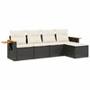 Image de vidaXL Ensemble de salon de jardin 5 pièces avec coussins noir poly rotin
