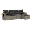 Image de vidaXL Ensemble de salon de jardin 5 pièces avec coussins Gris Poly rotin