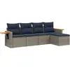 Image de vidaXL Ensemble de salon de jardin 5 pièces avec coussins Gris Poly rotin