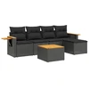 Image de vidaXL Ensemble de salon de jardin 6 pièces avec coussins noir poly rotin