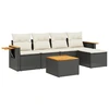 Image de vidaXL Ensemble de salon de jardin 6 pièces avec coussins noir poly rotin