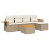 Image de vidaXL Ensemble de salon de jardin 6 pièces avec coussins Beige Poly Rattan