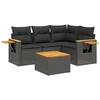 Image de vidaXL Ensemble de salon de jardin 5 pièces avec coussins noir poly rotin