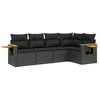 Image de vidaXL Ensemble de salon de jardin 5 pièces avec coussins noir poly rotin