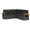 Image de vidaXL Ensemble de salon de jardin 5 pièces avec coussins noir poly rotin