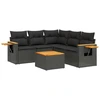 Image de vidaXL Ensemble de salon de jardin 6 pièces avec coussins noir poly rotin