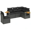 Image de vidaXL Ensemble de salon de jardin 5 pièces avec coussins noir poly rotin