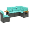 Image de vidaXL Ensemble de salon de jardin 5 pièces avec coussins noir poly rotin