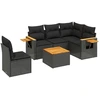 Image de vidaXL Ensemble de salon de jardin 6 pièces avec coussins noir poly rotin