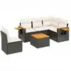 Image de vidaXL Ensemble de salon de jardin 6 pièces avec coussins noir poly rotin