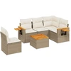 Image de vidaXL Ensemble de salon de jardin 6 pièces avec coussins Beige Poly Rattan
