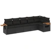 Image de vidaXL Ensemble de salon de jardin 6 pièces avec coussins noir poly rotin